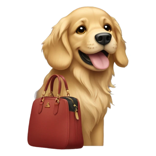 Golden retriever holding prada bag  sticker