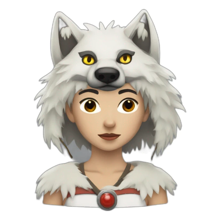 princess mononoke with mask and wolf  sticker