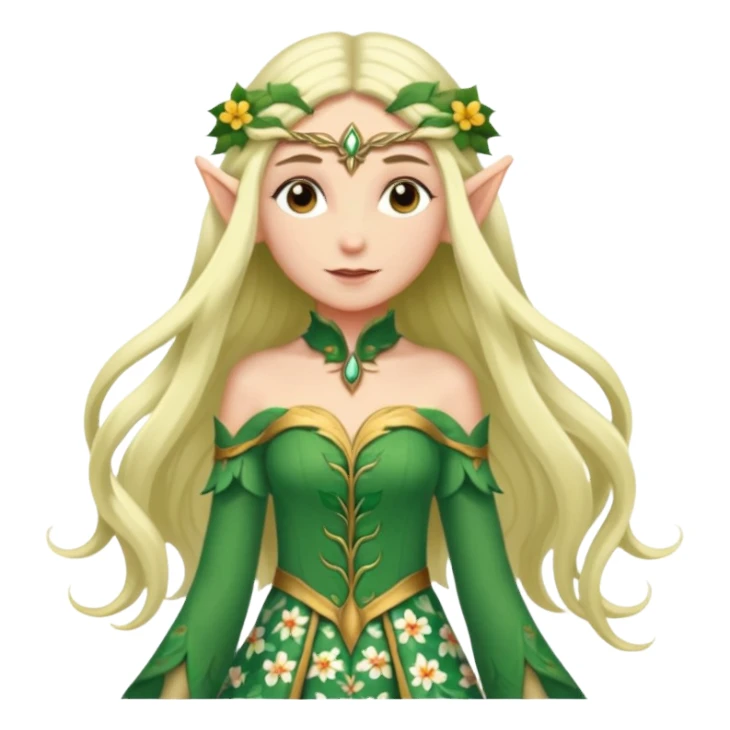 elf wearing flower pattern dress, Half Body. sticker