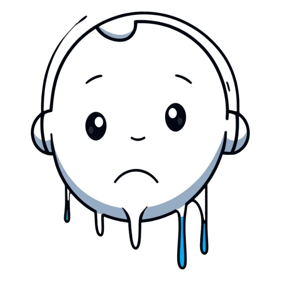 Sad crying face with tears streaming down sticker