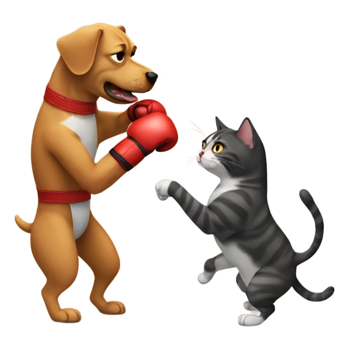 Dog having a boxing match with a cat sticker