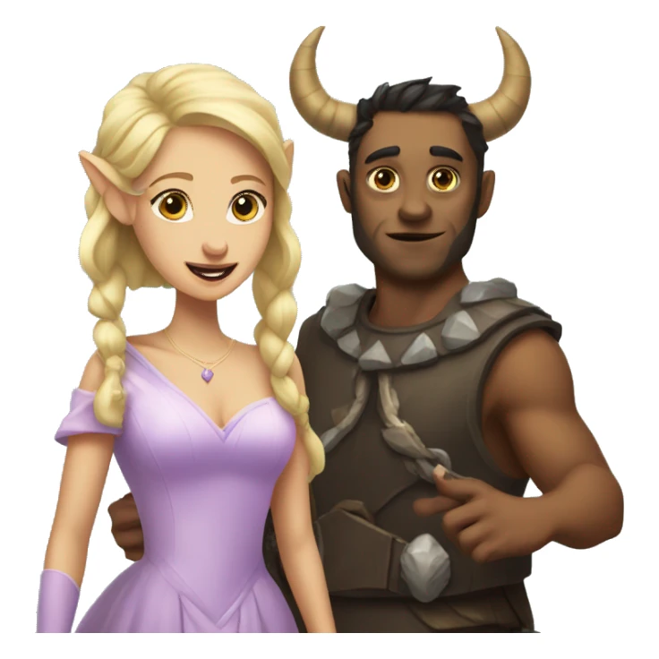 a princess and a monster with horns sticker