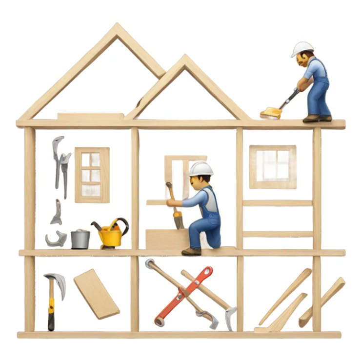 Carpenters building a house sticker