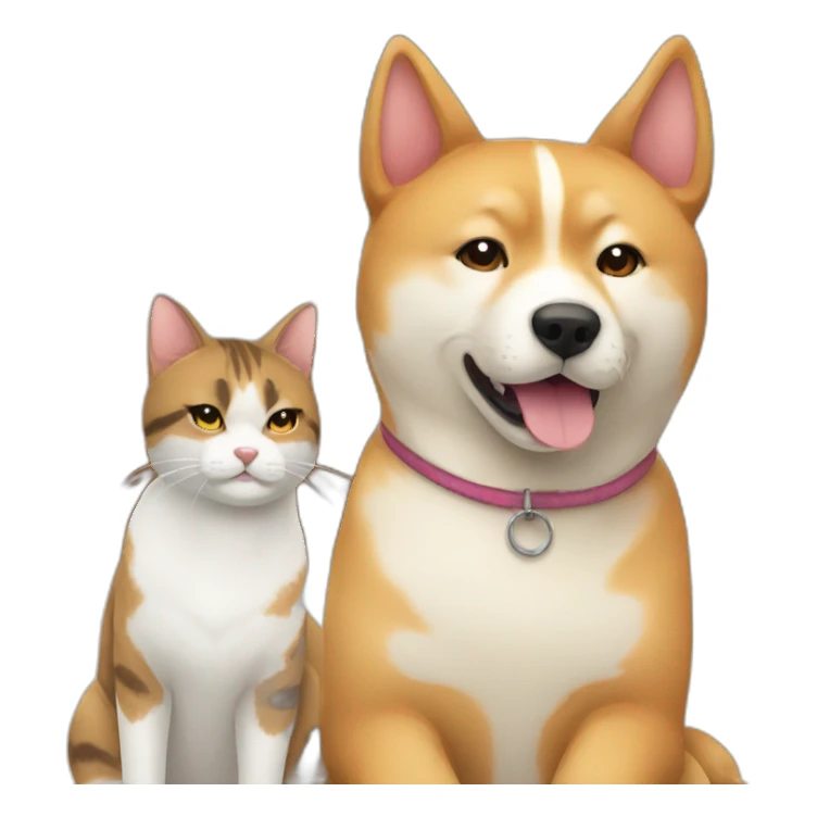 cat friends with dog shiba sticker