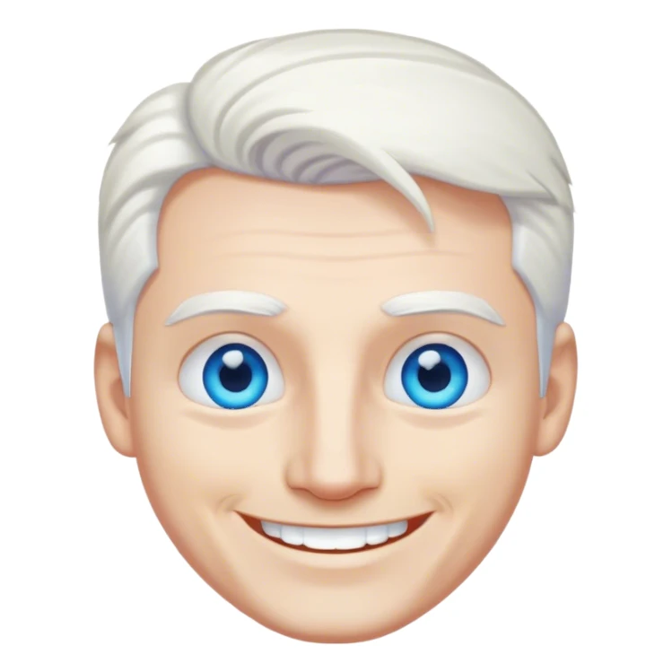 Blue eyes white haired man smiling  sticker