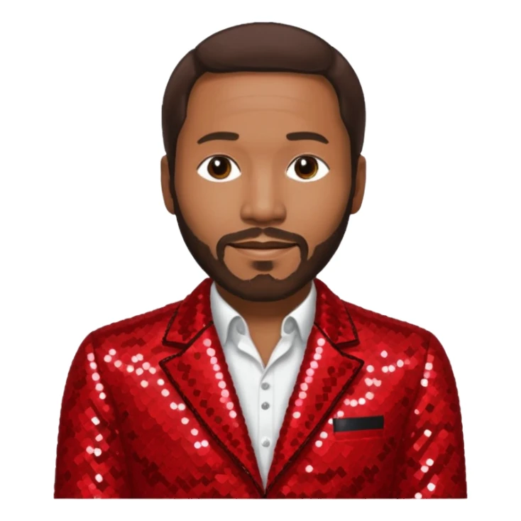 Marvin Gaye with dark brown hair, red sequin outfit sticker