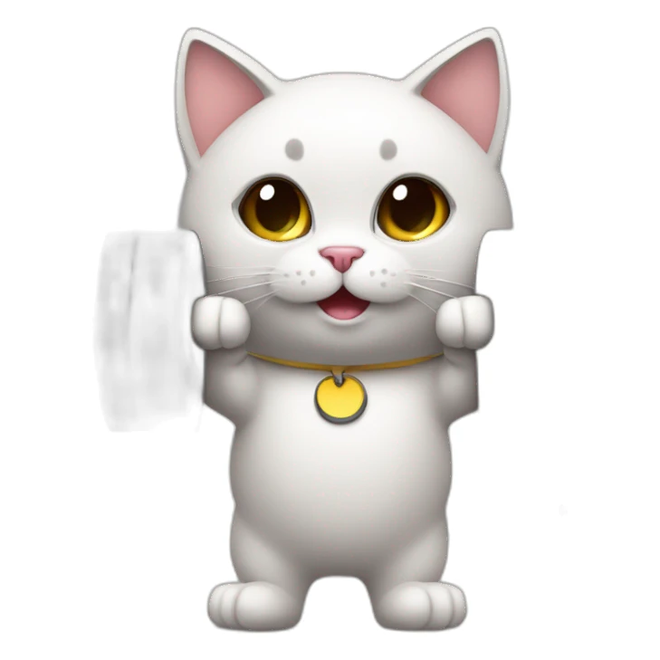 Super cute cat working out with dumbells sticker