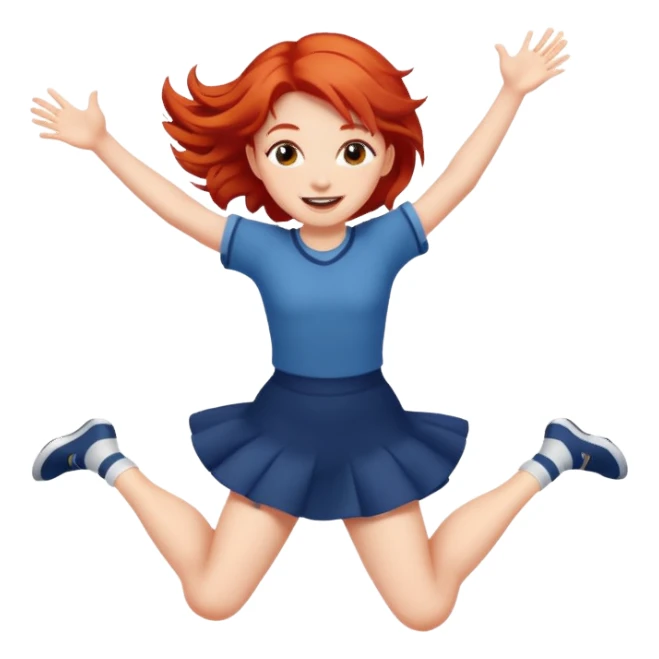 Cute red haired girl jumping for joy sticker
