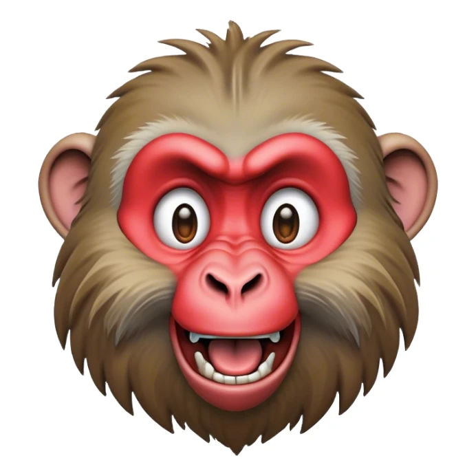 Cinematic Realistic Comical Baboon Portrait Emoji, Head tilted dramatically with an exaggeratedly amused expression, featuring a striking, ruggedly textured face with boldly expressive eyes full of playful disbelief, rendered with vivid, lifelike detail and natural earthy hues, high shine, dramatic yet playful, styled with an air of cheeky jungle mischief, soft glowing outline, capturing the essence of a spirited and over‐the‐top baboon that looks ready to chatter its way into viral fame! sticker