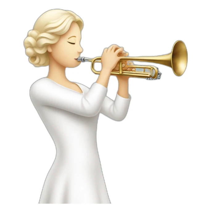 A white lady playing the white trumpet sticker