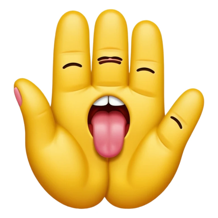 Tongue sticking out between two v'd fingers sticker