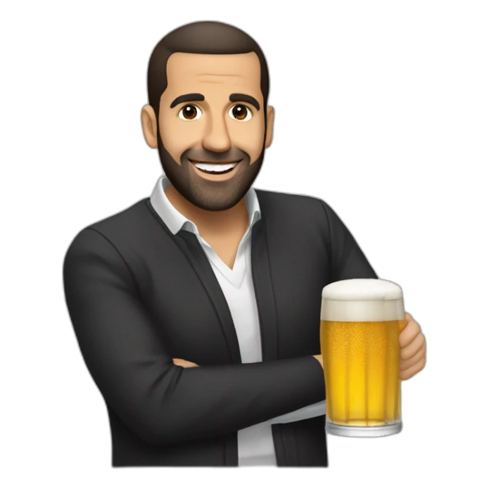 Macron-bois-une-biere-avec-drake sticker