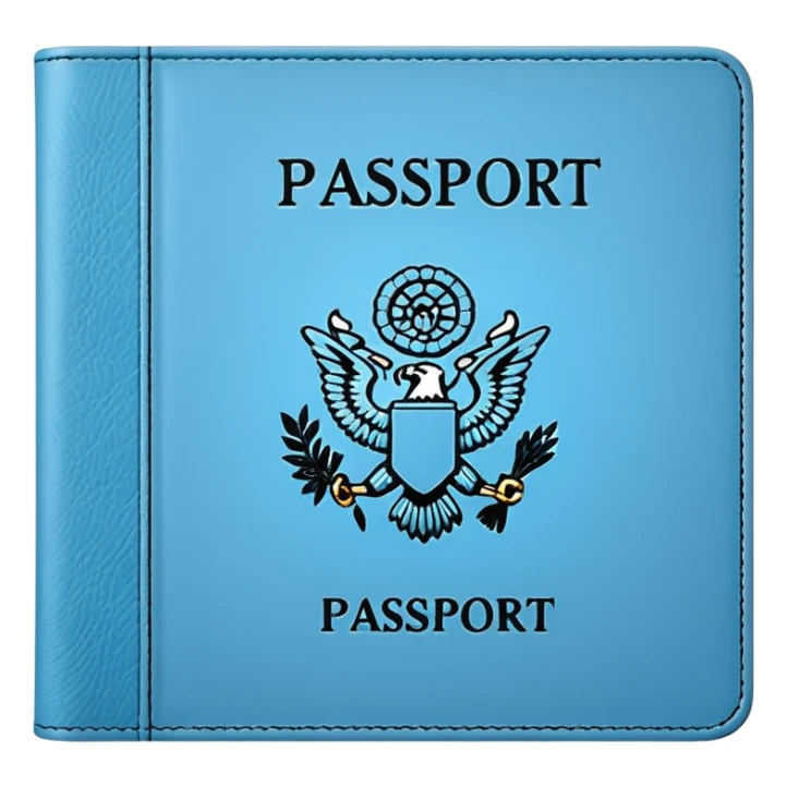 light blue passport sticker