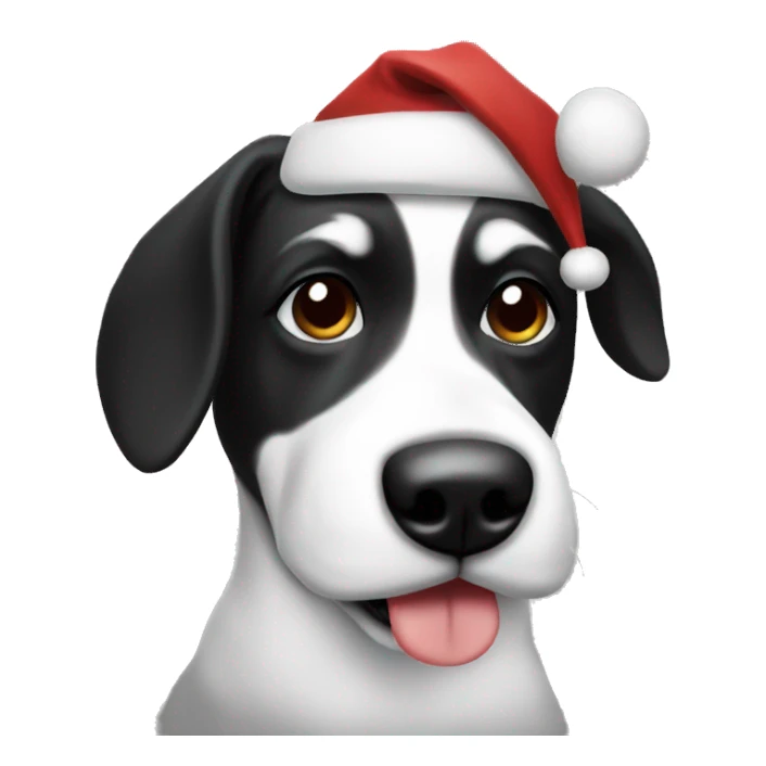 Santa Black and white dog  sticker