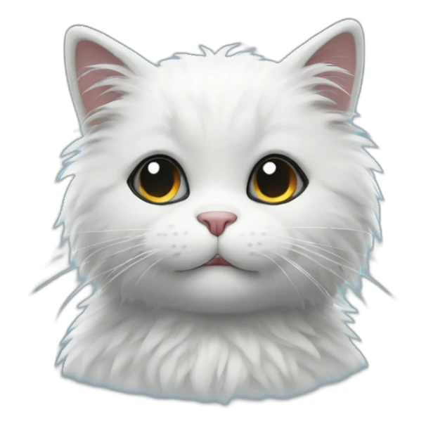 fuzzy balck and white cat sticker