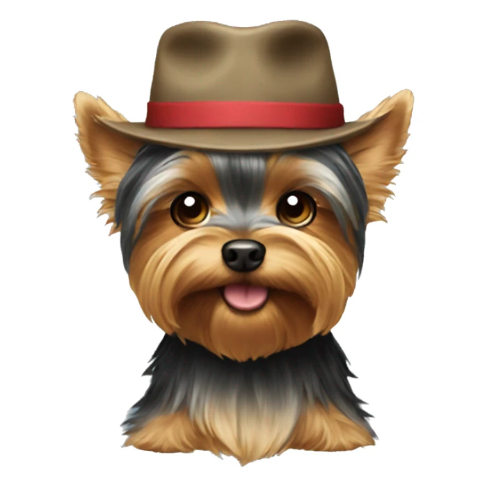 Yorkie wearing a hat sticker