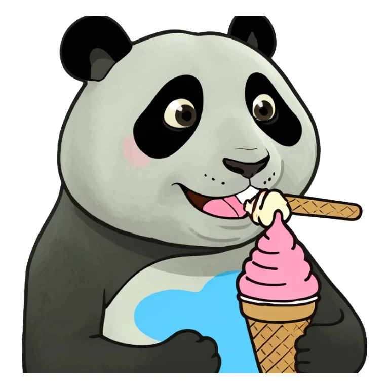 Panda eating ice cream sticker