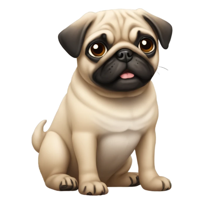 A pug with 1 puppy sticker