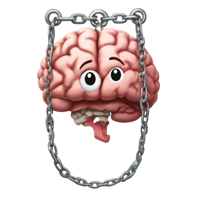 Brain bound in chains and heart locket sticker