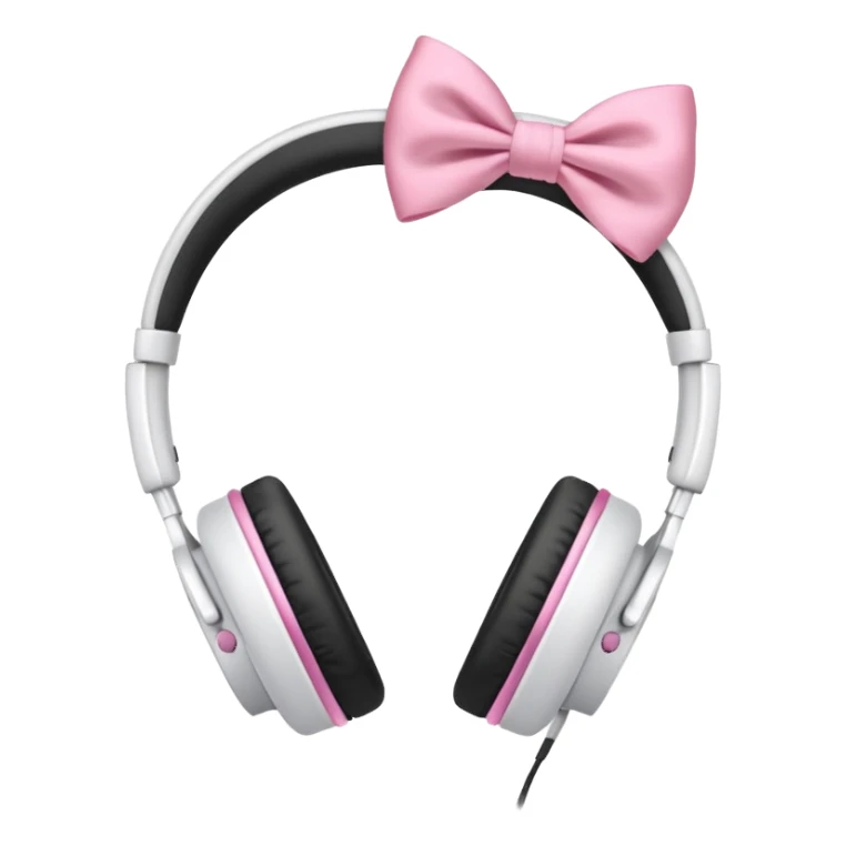 White headphones with pink bow sticker