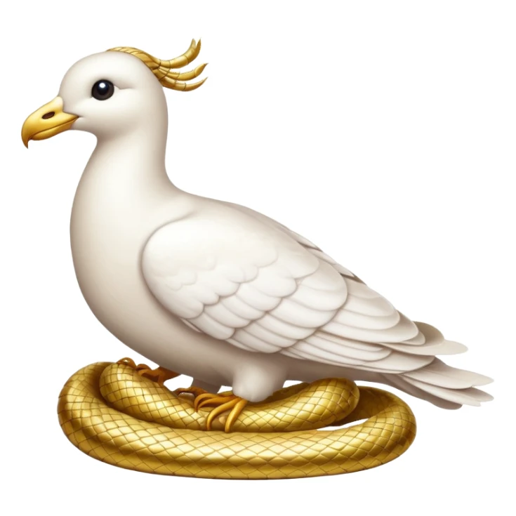 a white dove and snake gold sticker