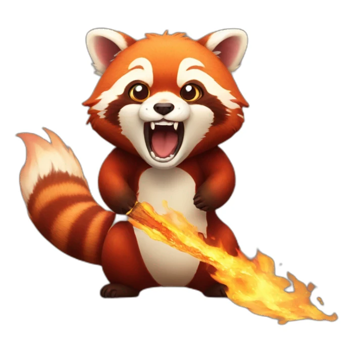 Red panda opening mouth with fire sticker