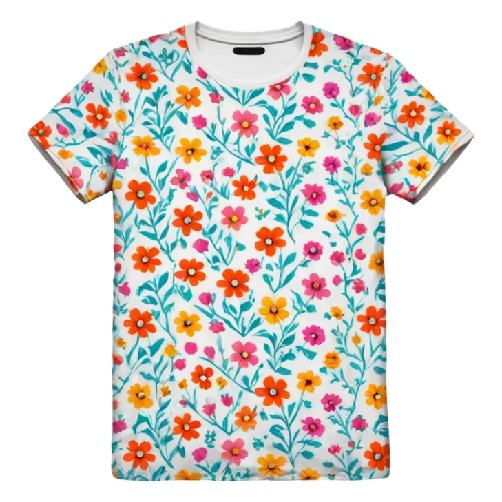 floral pattern graphic tee shirt sticker