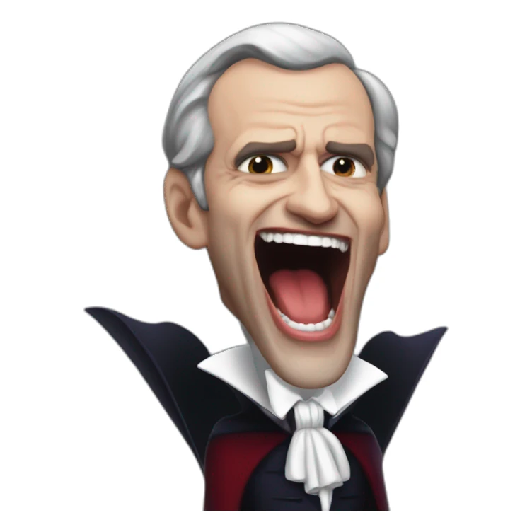 vampire Macron cynical laughing sticker