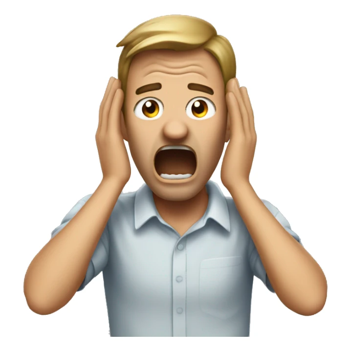 man covering ears screaming sticker