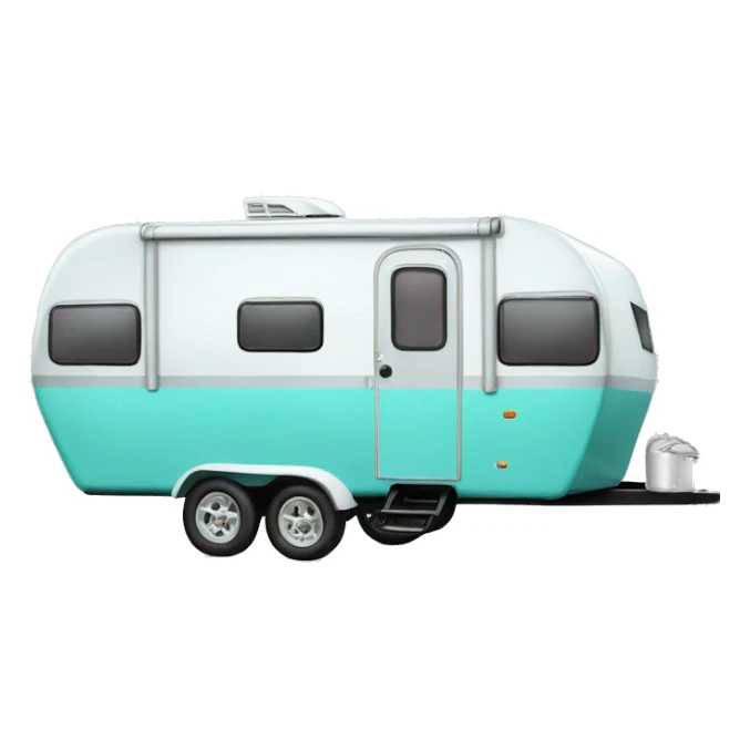 Realistic isolated tiffany blue camping trailer sticker
