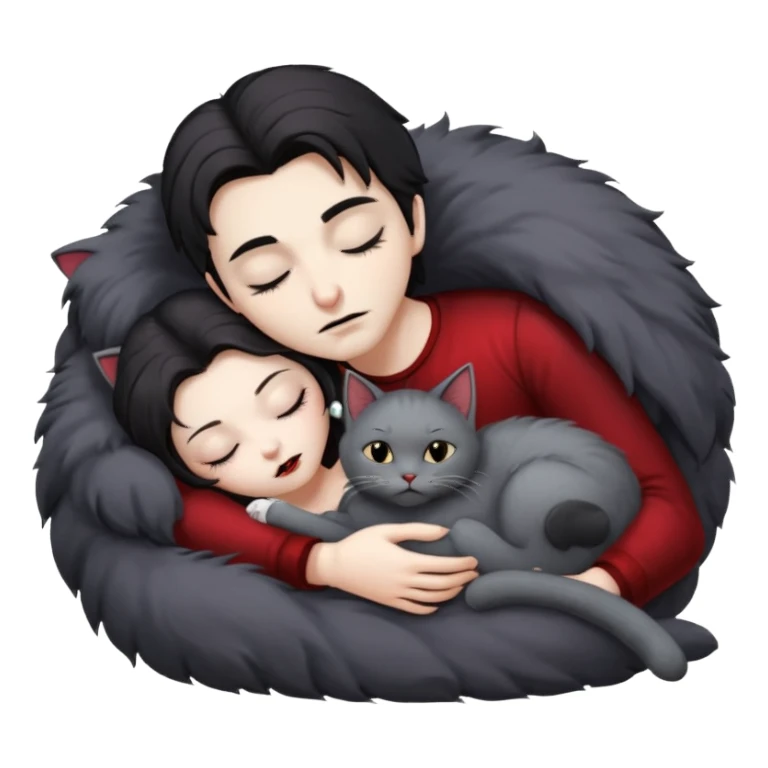 vampire with grey cat at feet sticker