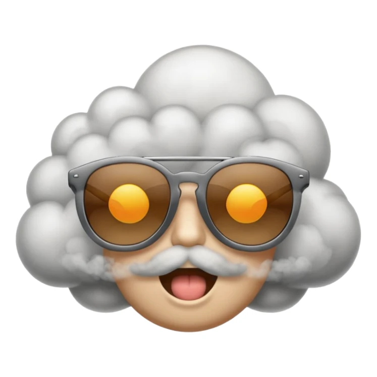 emoji with sunglasses exhaling smoke cloud sticker