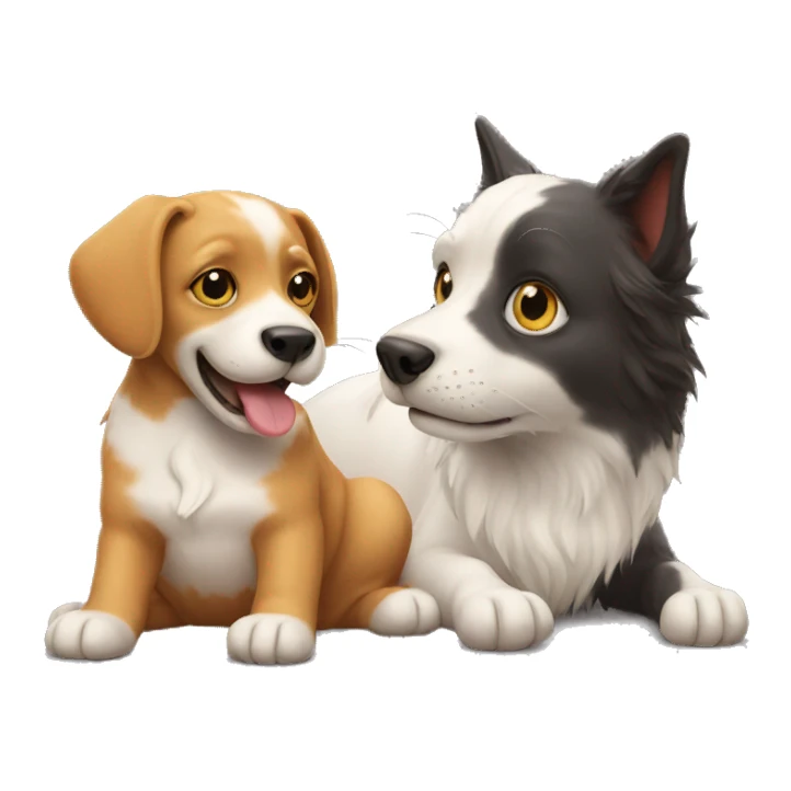 Cat and dog playing sticker