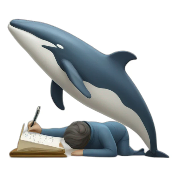 humanoid whale writing sticker