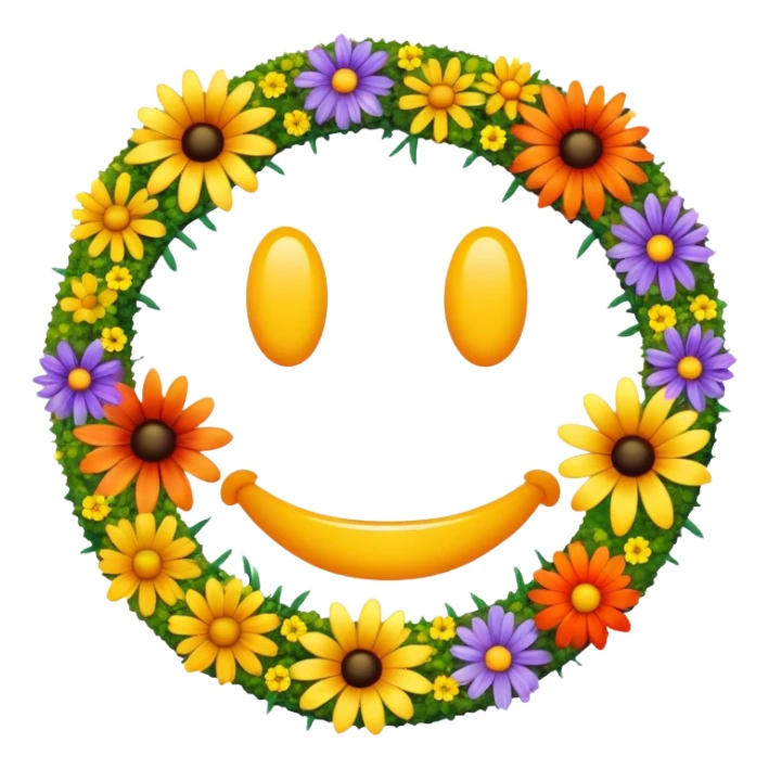 smiley melted garden flowers  sticker