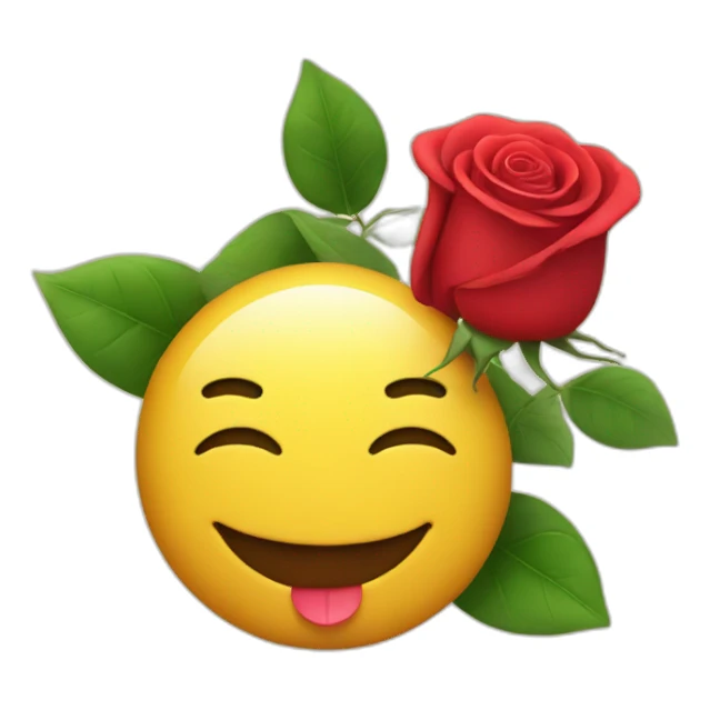 wink smiley and red rose sticker