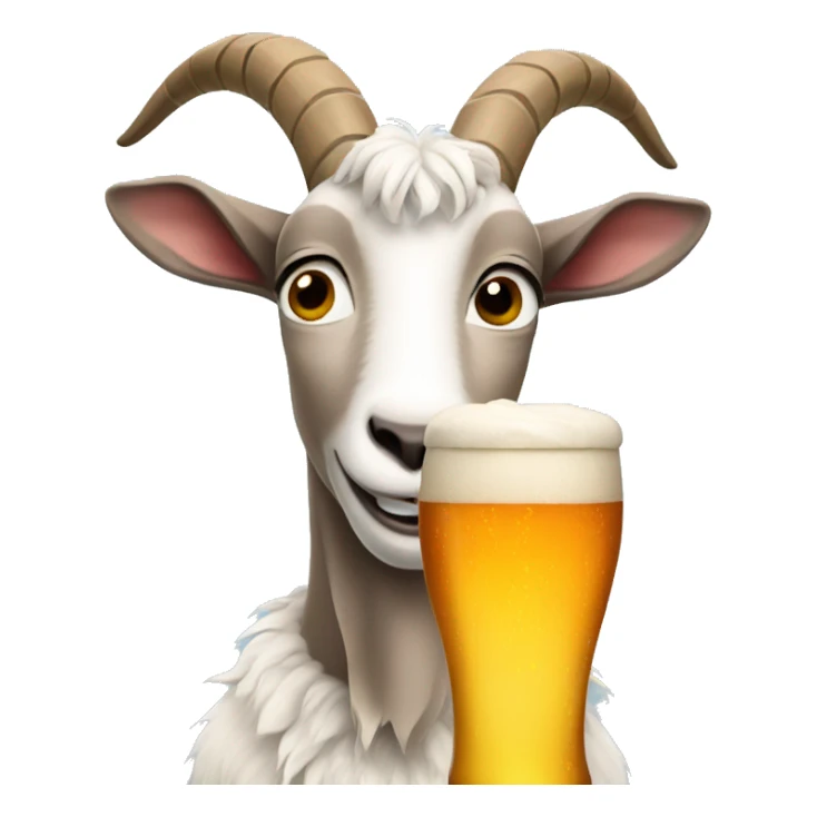 Goat holding a beer sticker