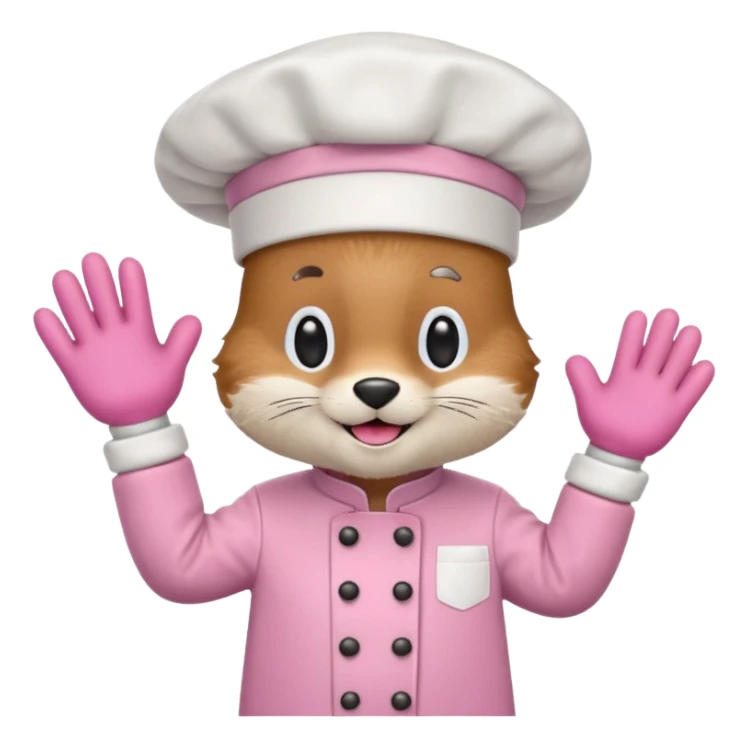 animal with pink chef costume sticker