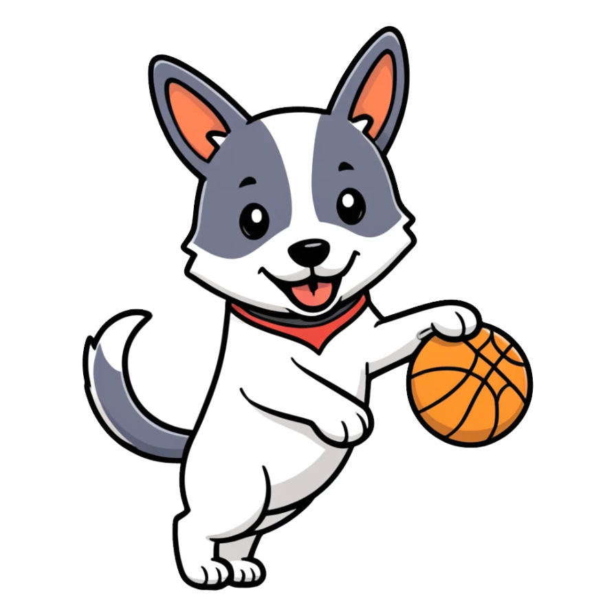 Dog playing basketball sticker