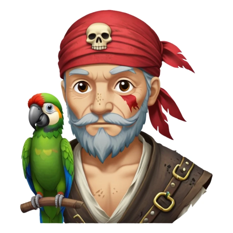 old pirate with a parrot on his shoulder sticker