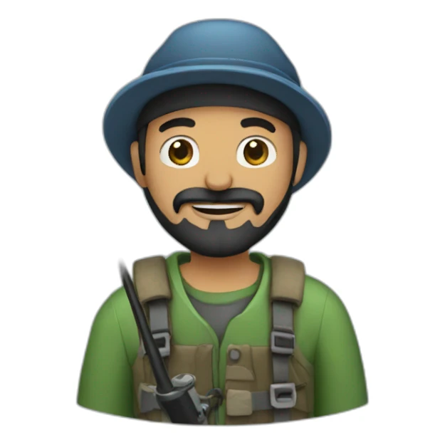 Guy, black beard fishing sticker