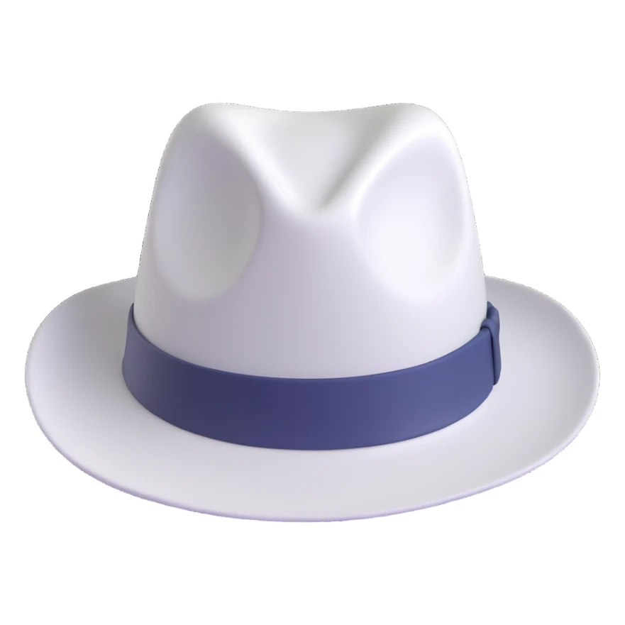 white hat, 3D look, soft 3D emoji style sticker