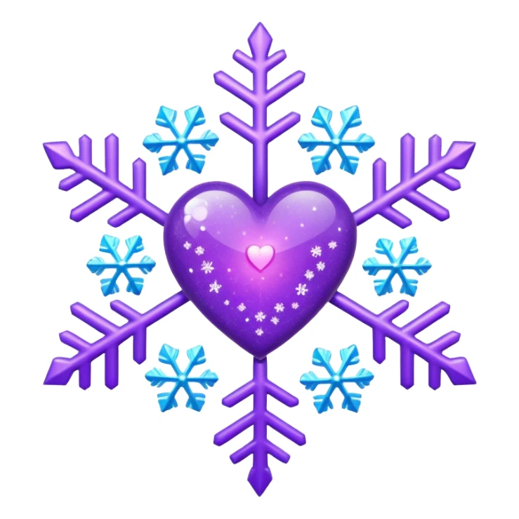 purple heart with a snowflake sticker