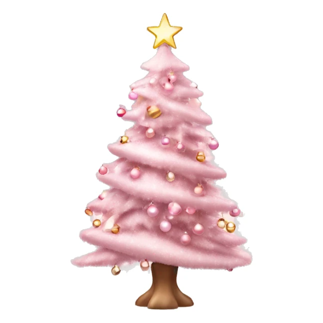 Pretty light pink Christmas tree with decorations  sticker