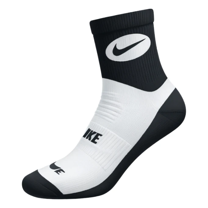white sock, with black nike logo socks sticker