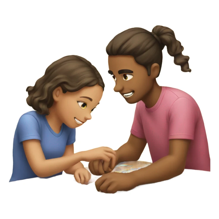 Girls doing a puzzle with dad sticker