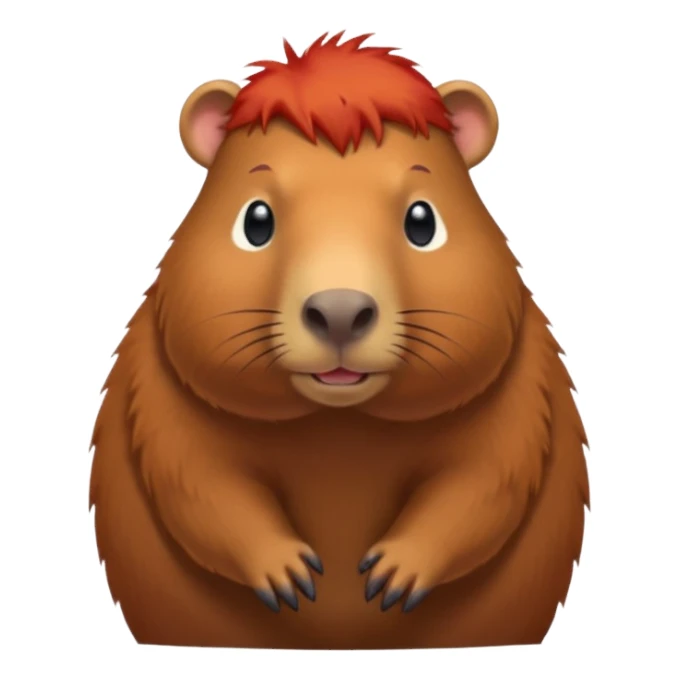 Capybara with red head hair, standing sticker