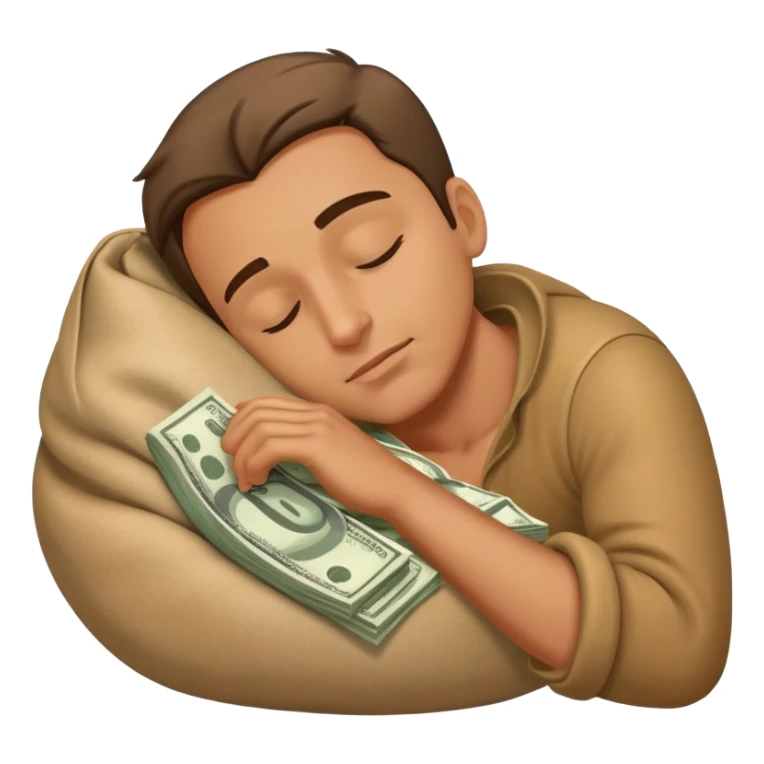 Man sleeping with money bag sticker