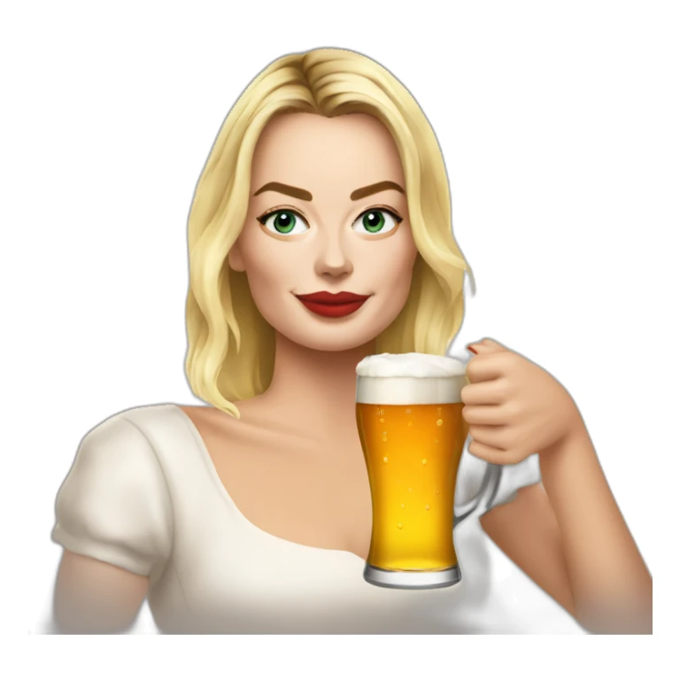 Margot Robbie drinking beer sticker