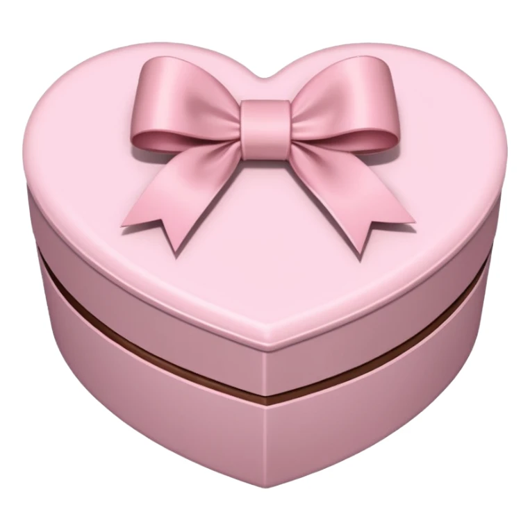 pale pink heart box, pale pink bow, filled with chocolates inside sticker